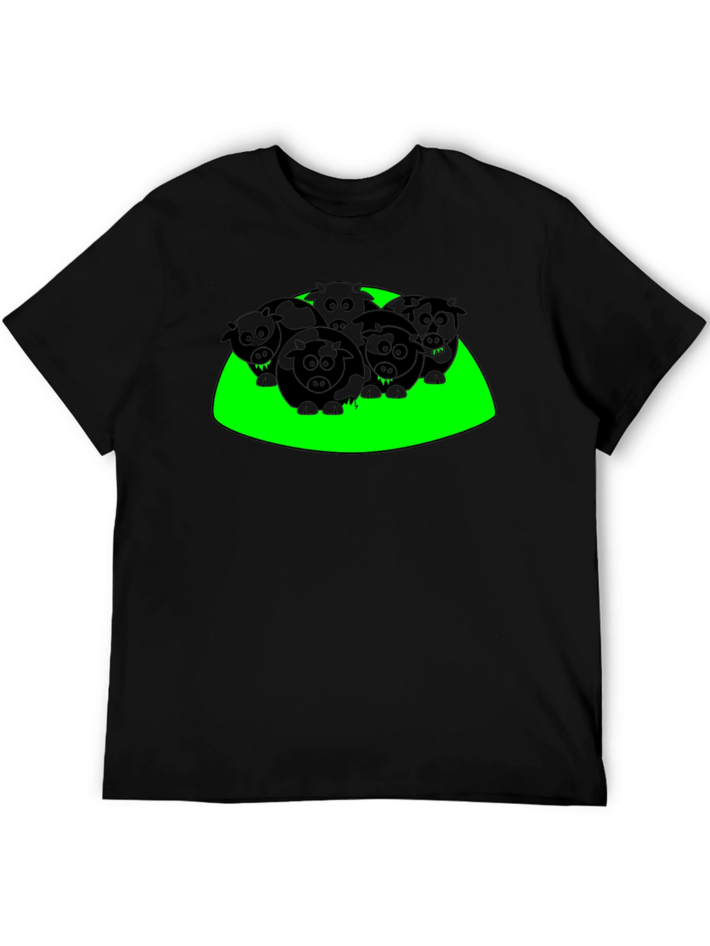 Cartoon Cows Graphic Tee - Black T-Shirt