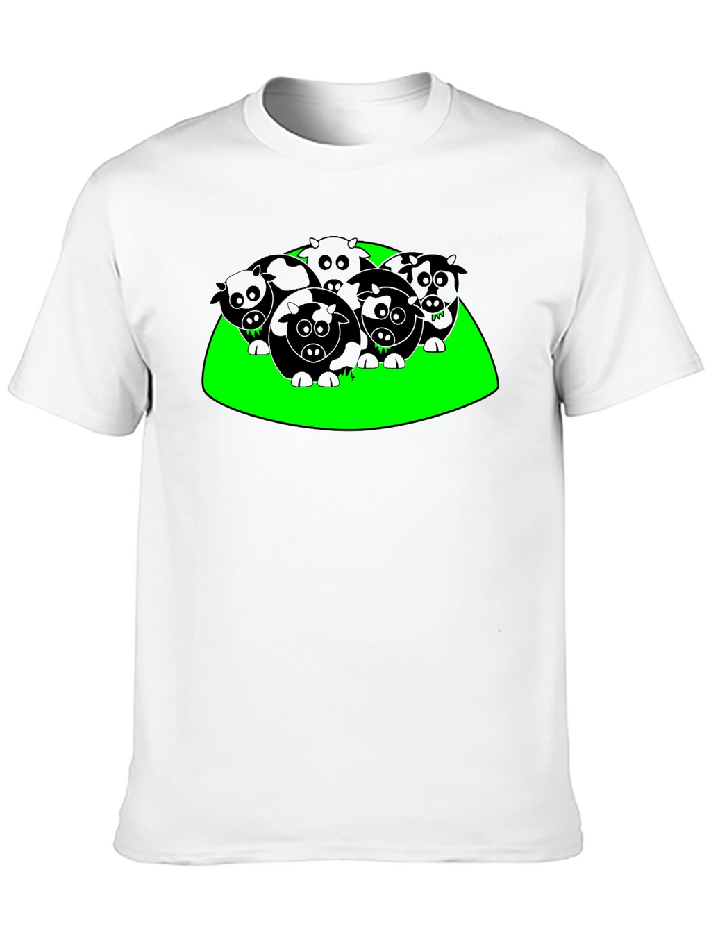 Cartoon Cows Graphic Tee - Black T-Shirt