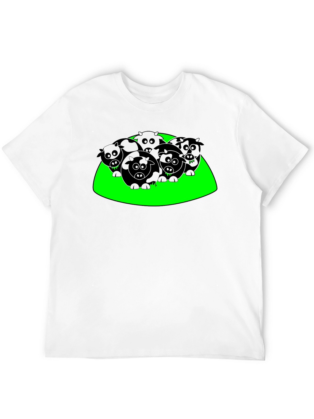 Cartoon Cows Graphic Tee - Black T-Shirt