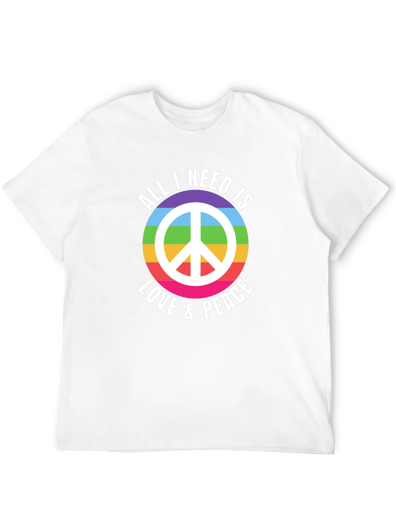 Love & Peace Rainbow Graphic T-Shirt