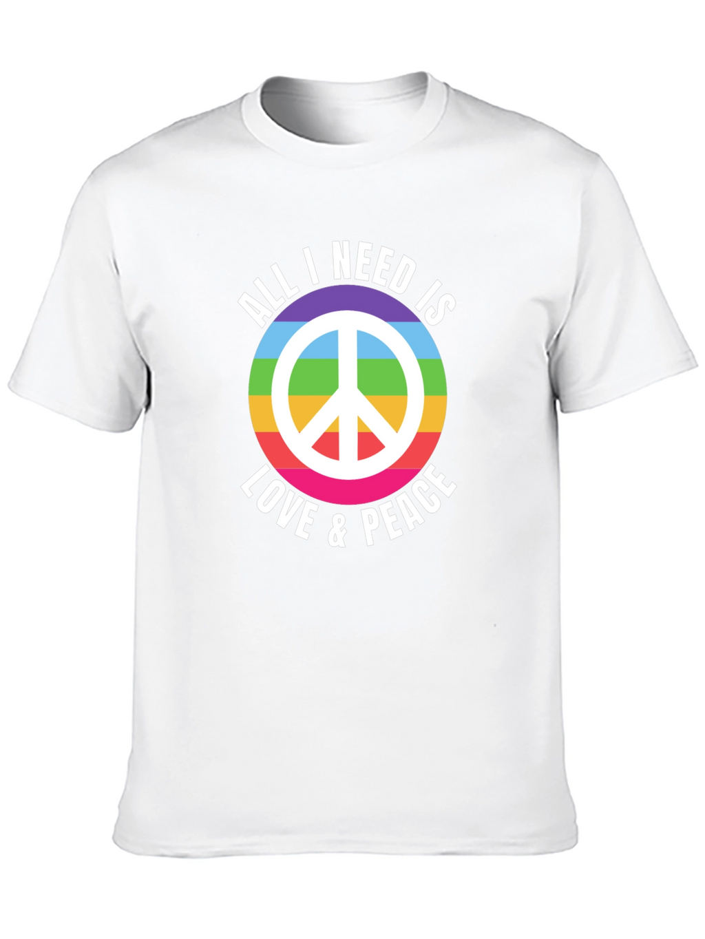 Love & Peace Rainbow Graphic T-Shirt