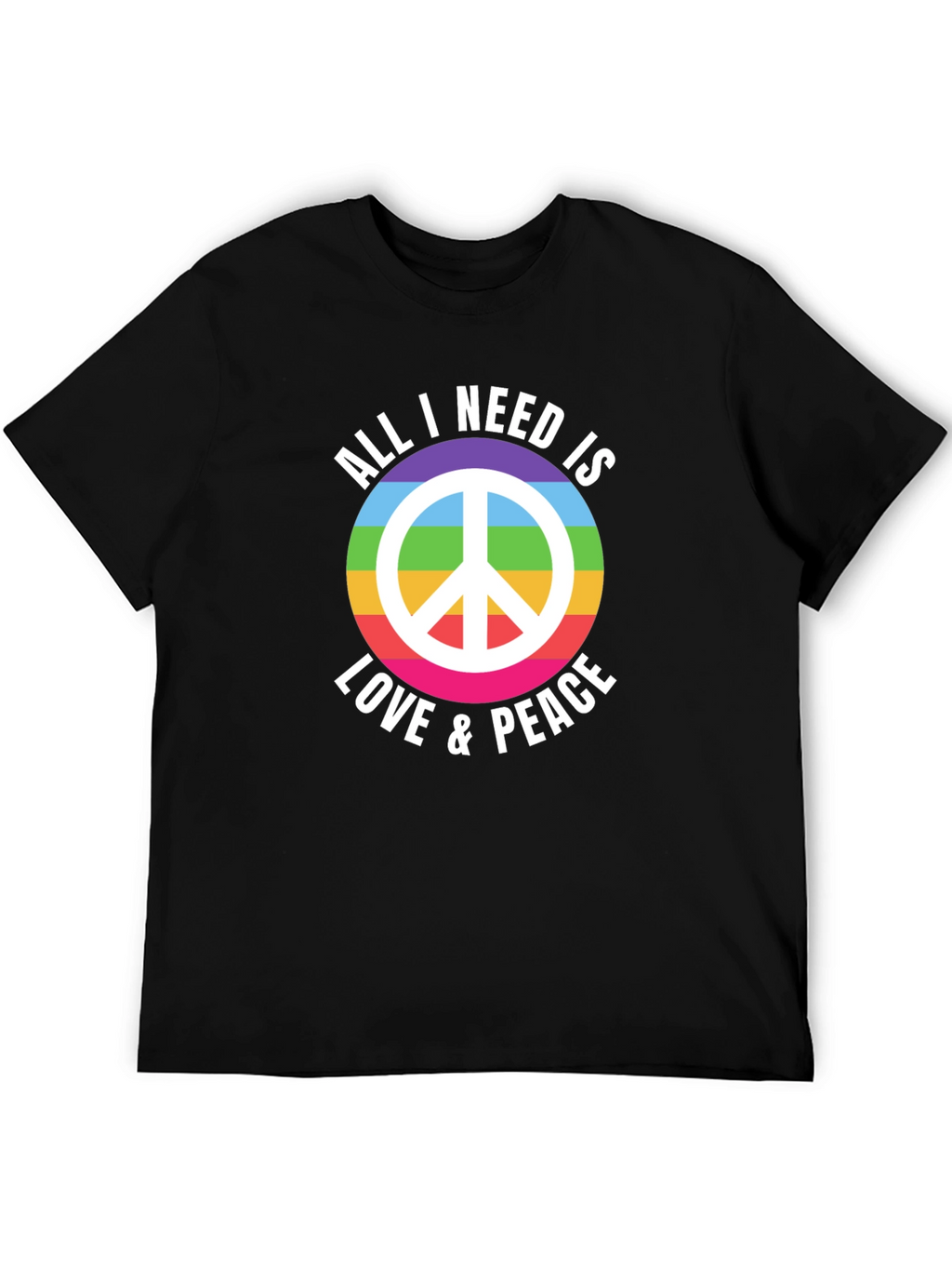 Love & Peace Rainbow Graphic T-Shirt