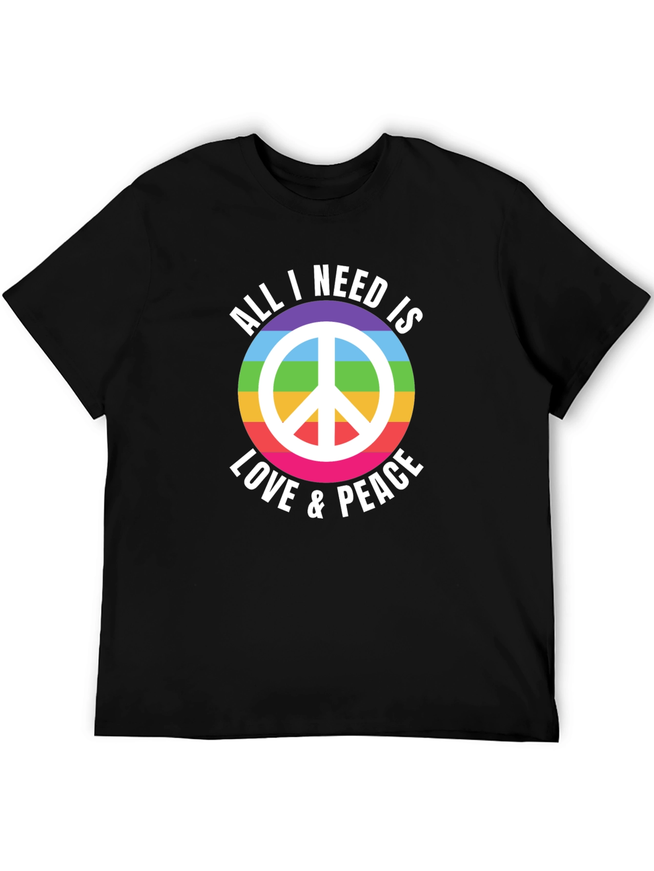 Love & Peace Rainbow Graphic T-Shirt