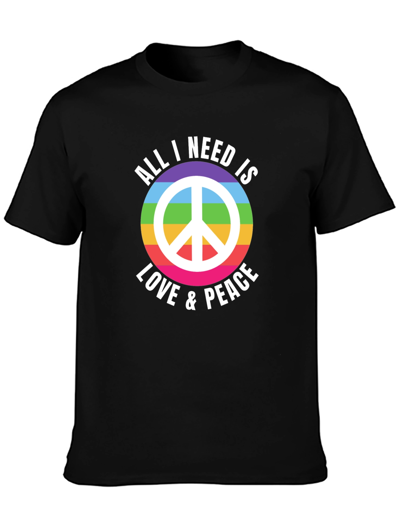 Love & Peace Rainbow Graphic T-Shirt
