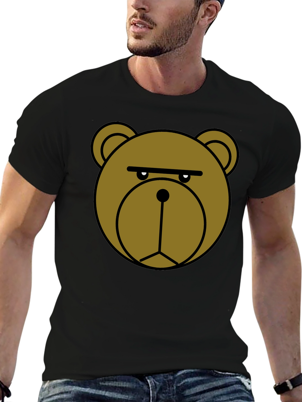 Grumpy Bear Graphic T-Shirt - Black