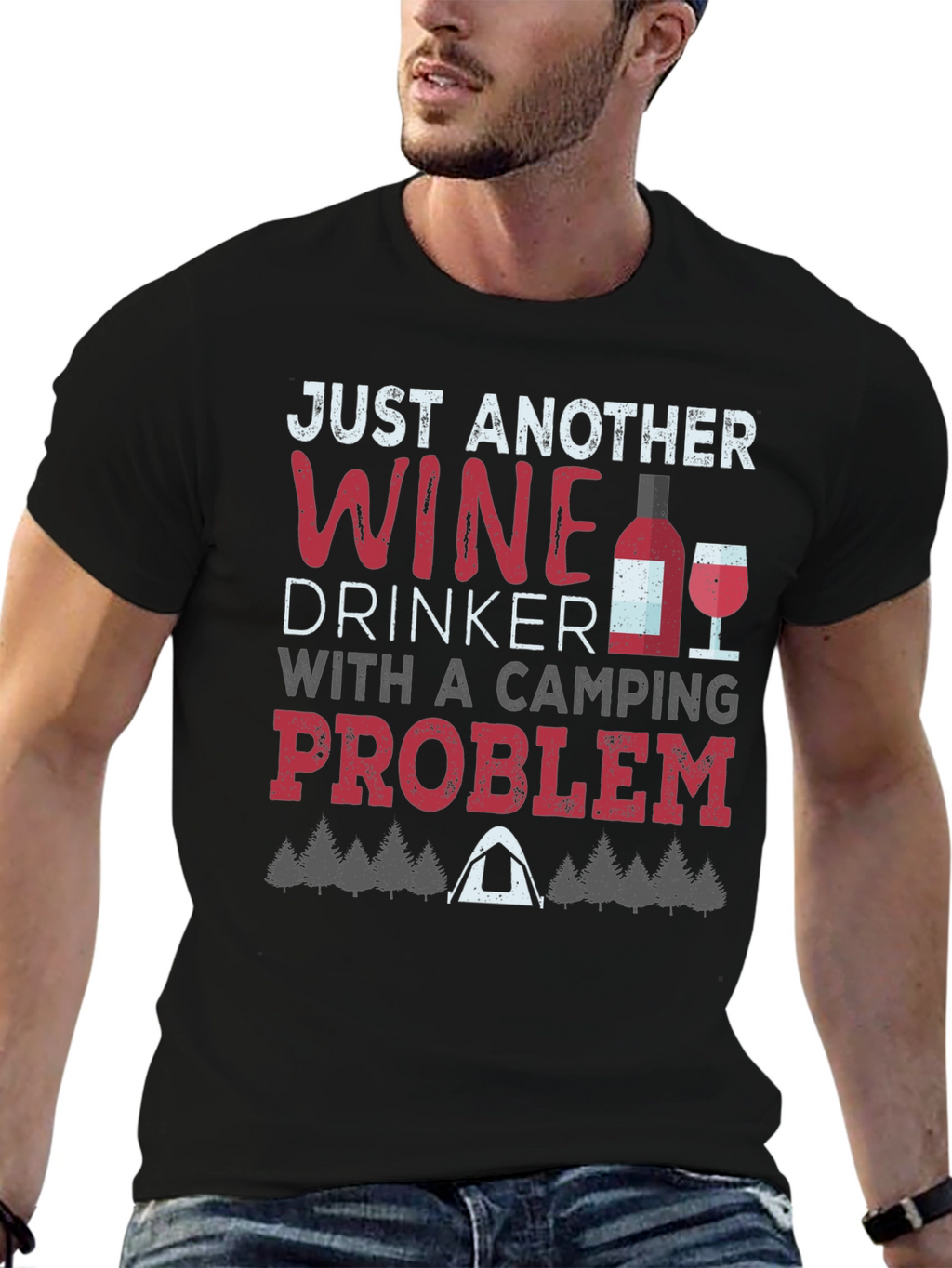 Wine Drinker Camping Problem Graphic Tee