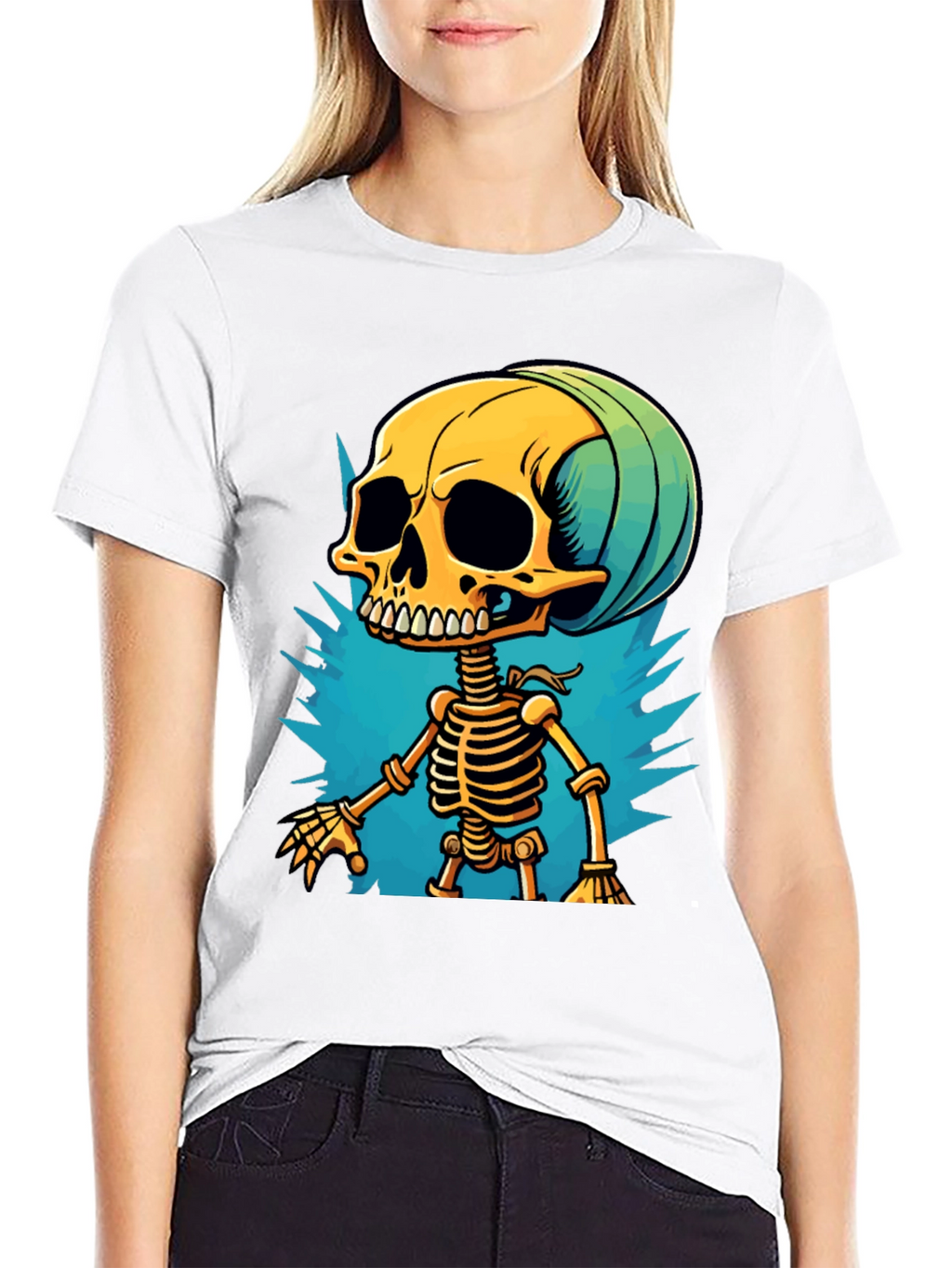 Cartoon Skeleton Graphic T-Shirt