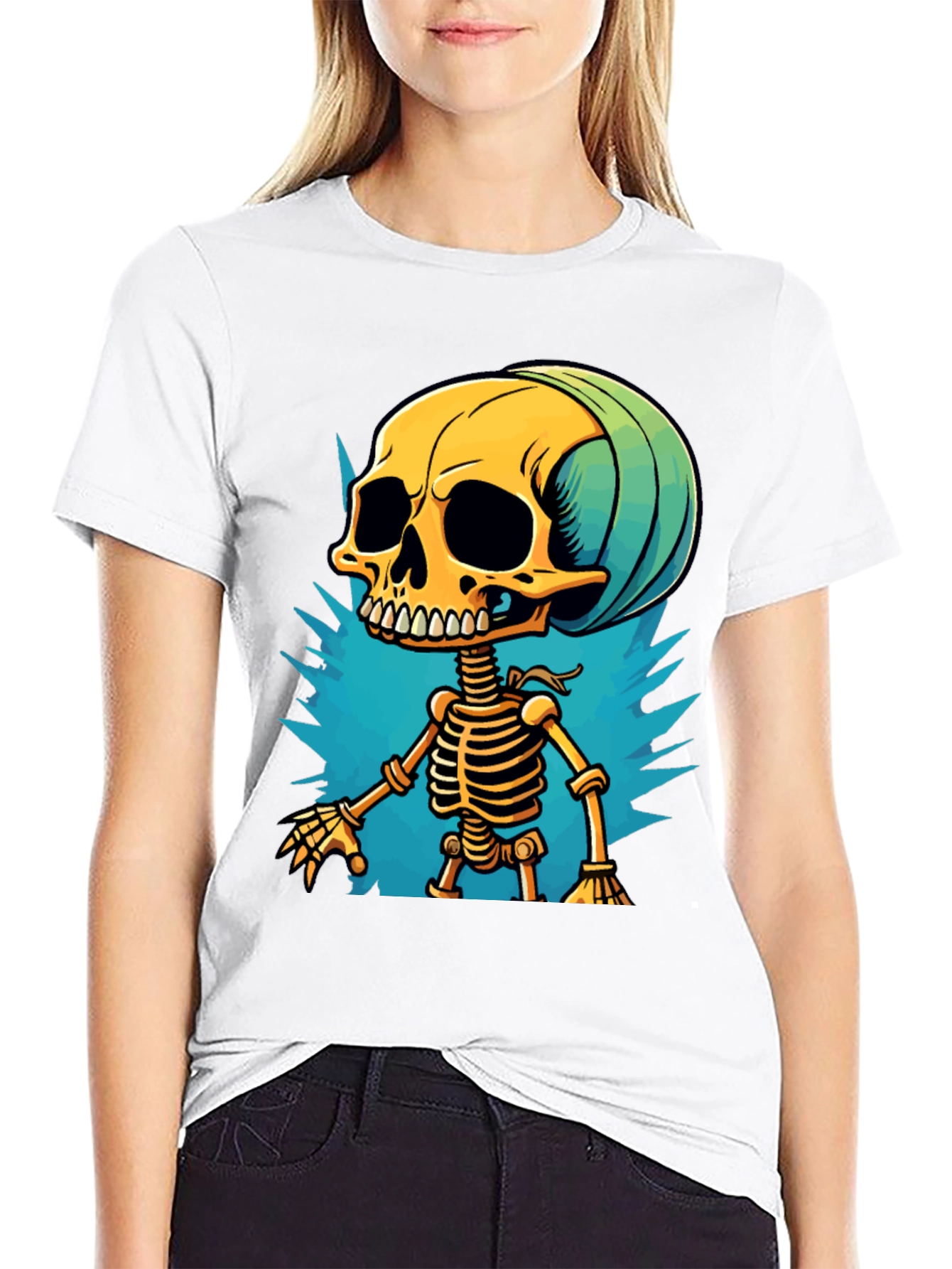 Cartoon Skeleton Graphic T-Shirt
