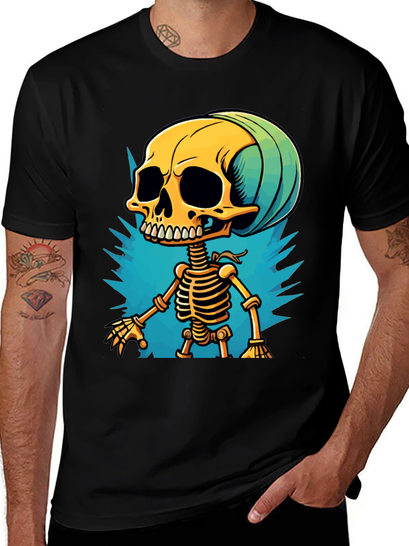 Cartoon Skeleton Graphic T-Shirt