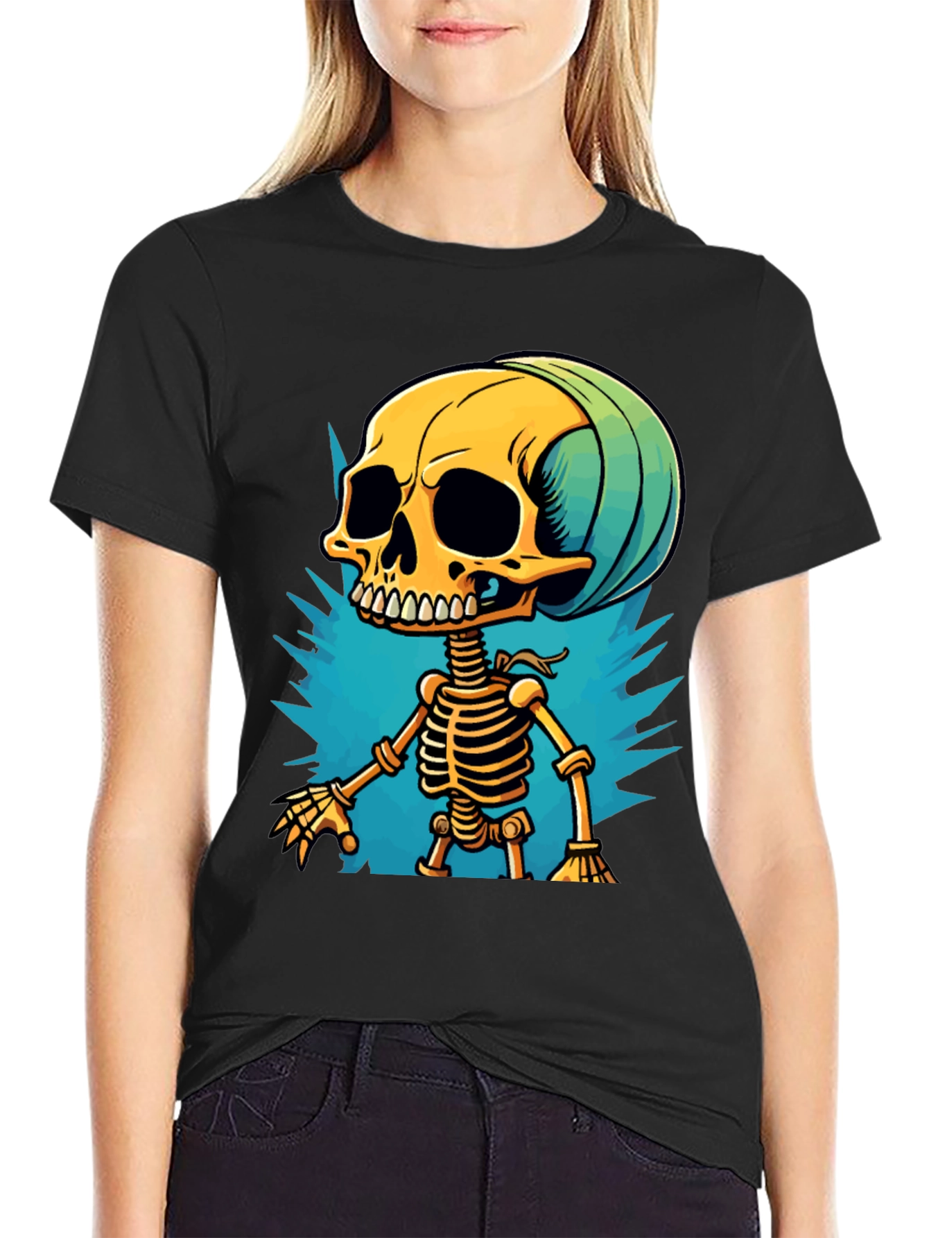 Cartoon Skeleton Graphic T-Shirt