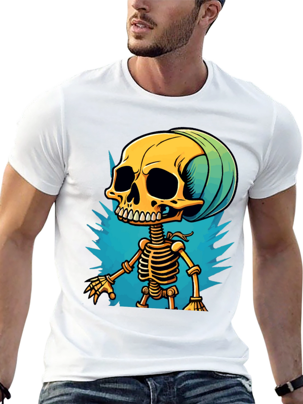 Cartoon Skeleton Graphic T-Shirt