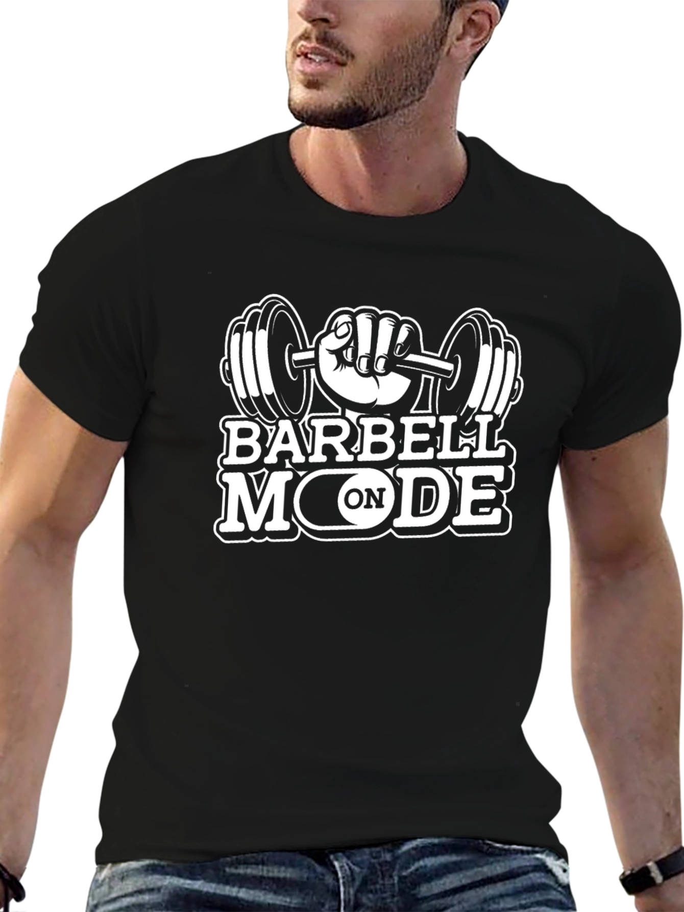 Barbell Mode On Graphic Tee - Gym Fitness Shirt