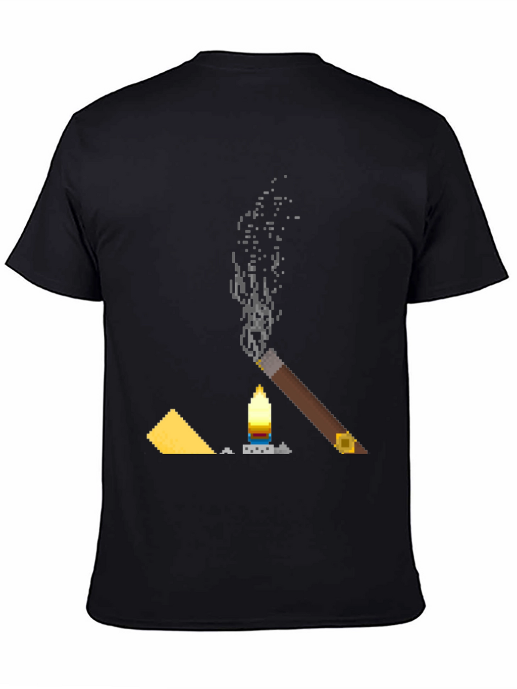 Pixel Art Cigar & Candle Graphic T-Shirt