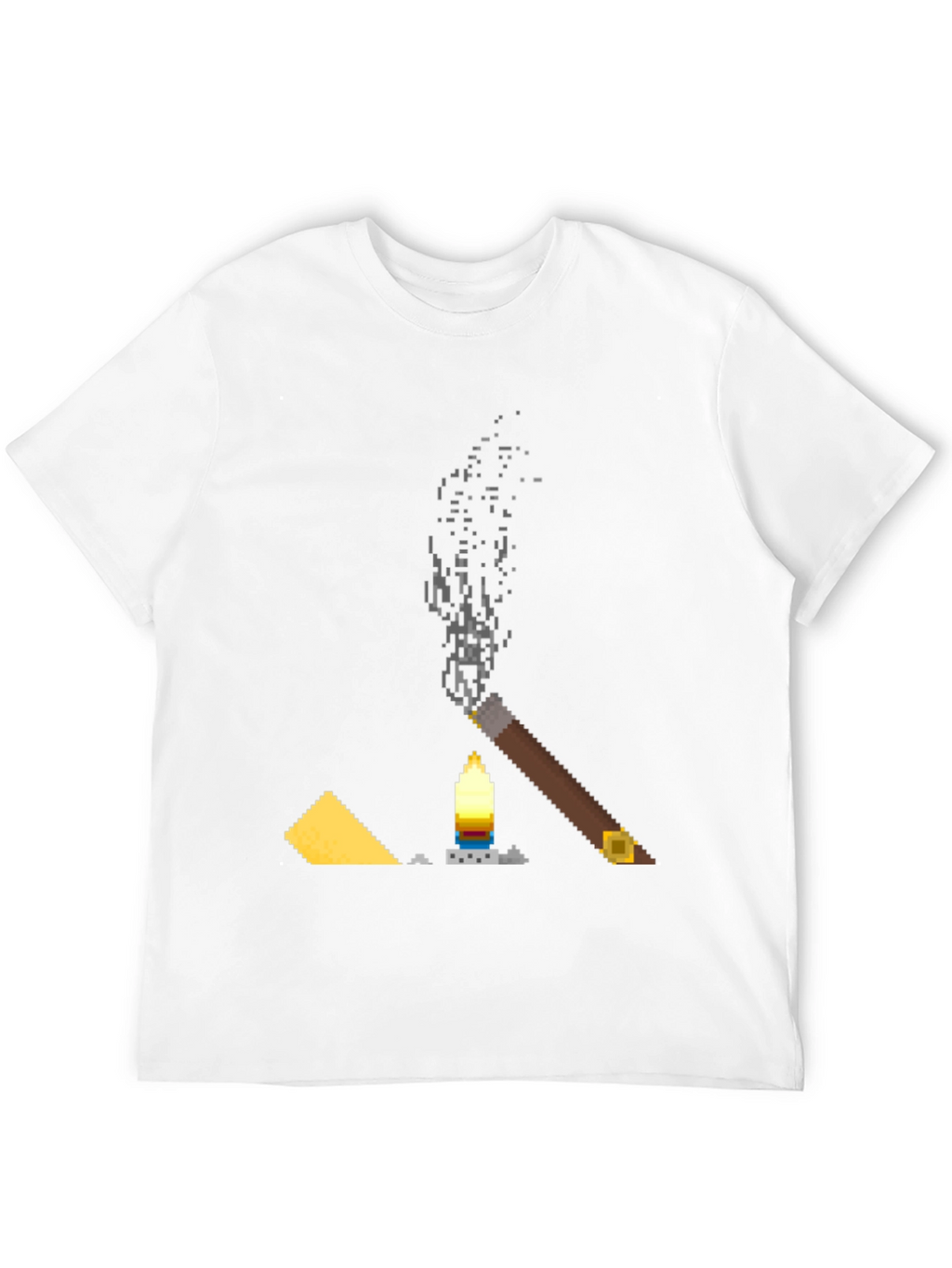 Pixel Art Cigar & Candle Graphic T-Shirt