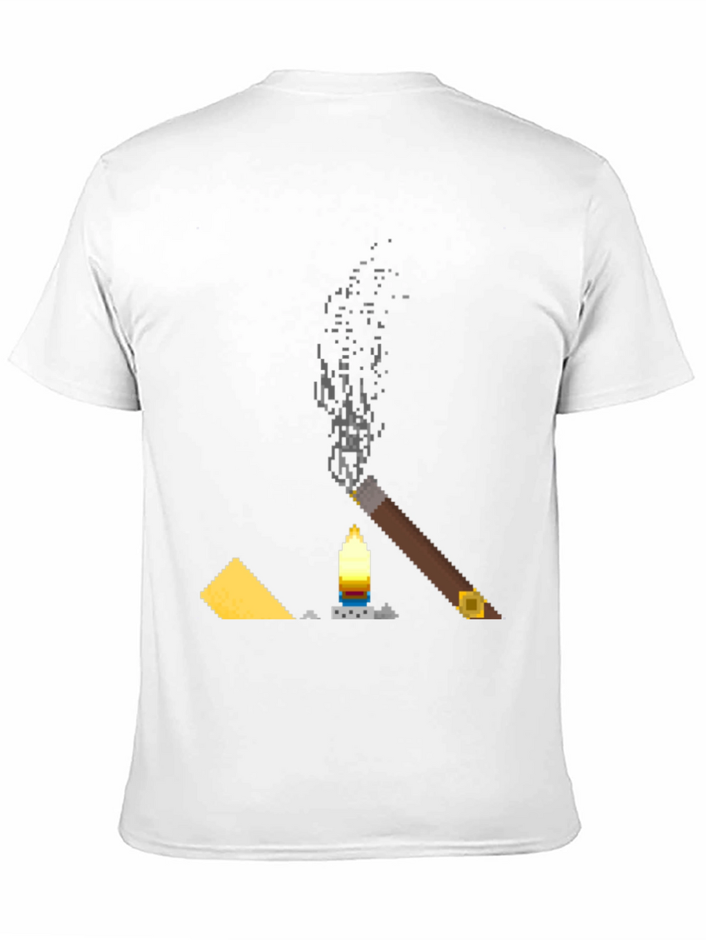 Pixel Art Cigar & Candle Graphic T-Shirt