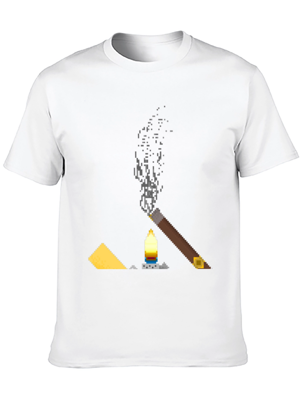 Pixel Art Cigar & Candle Graphic T-Shirt