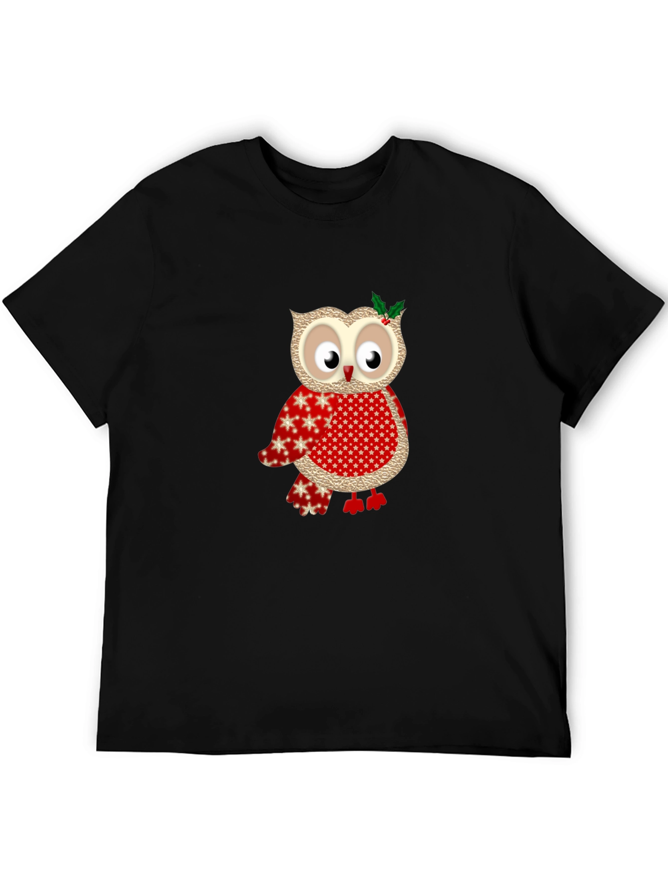Festive Owl Graphic Tee - Holiday Edition