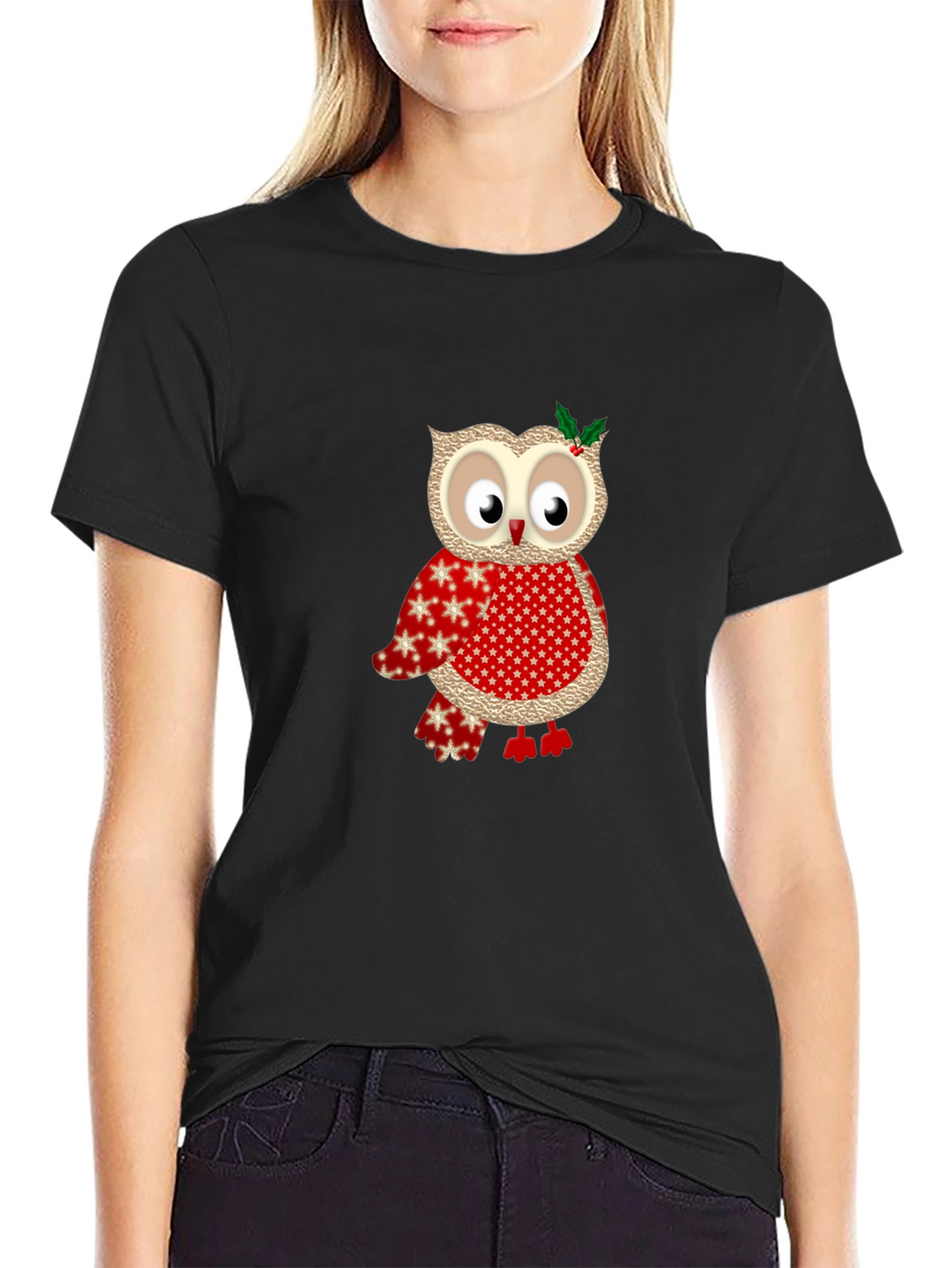 Festive Owl Graphic Tee - Holiday Edition