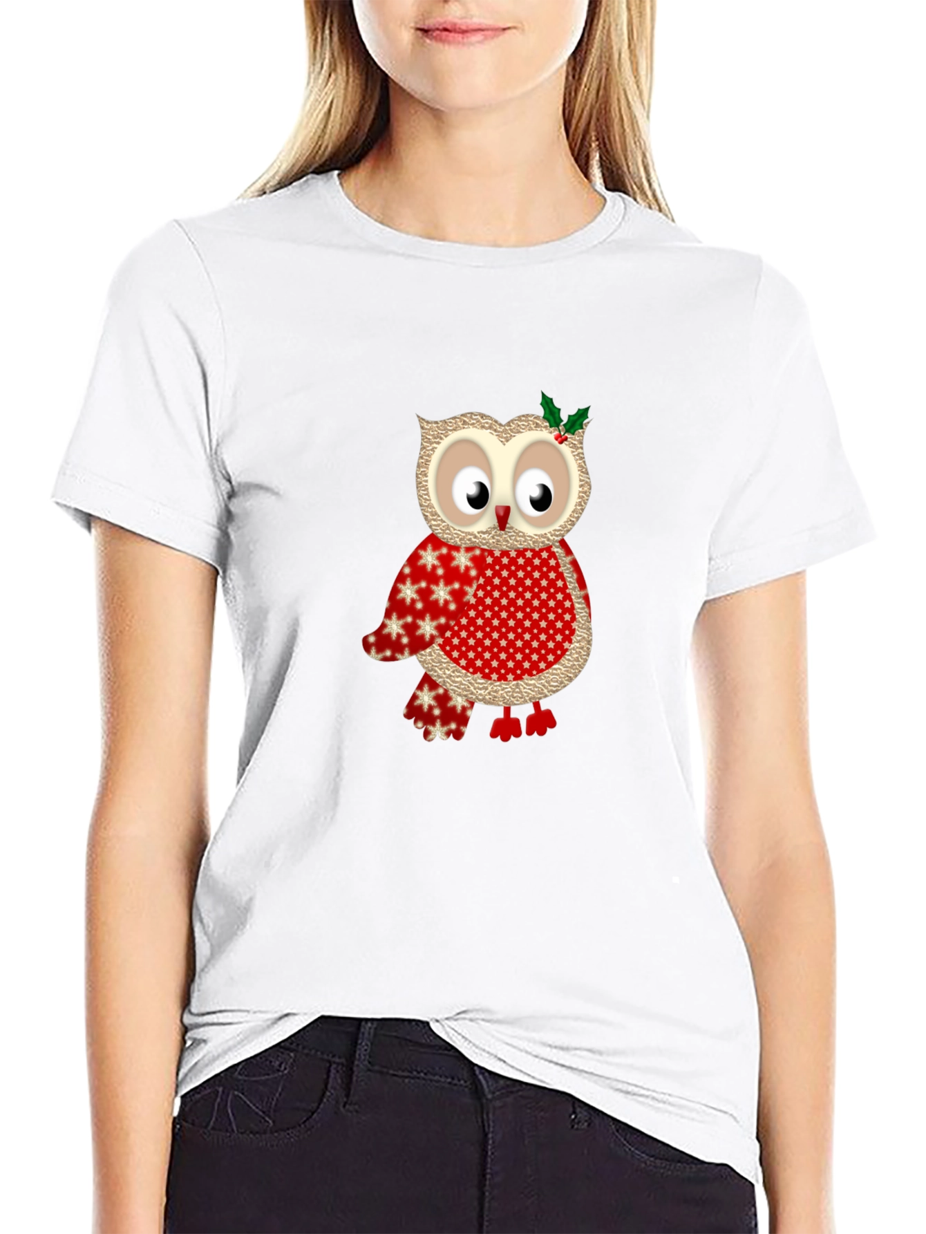 Festive Owl Graphic Tee - Holiday Edition
