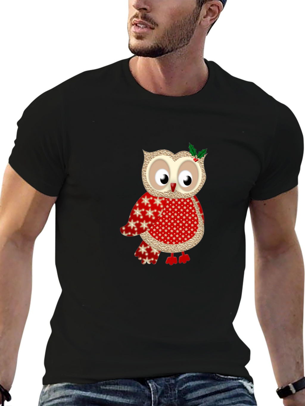 Festive Owl Graphic Tee - Holiday Edition