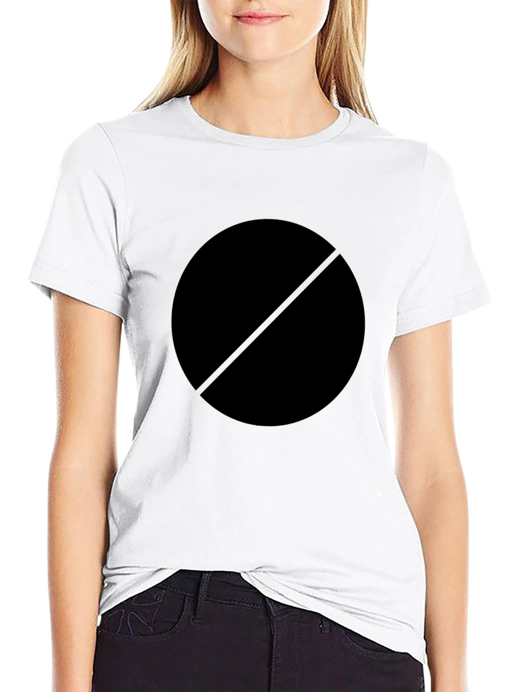 Mens Black Circle with Line T-Shirt