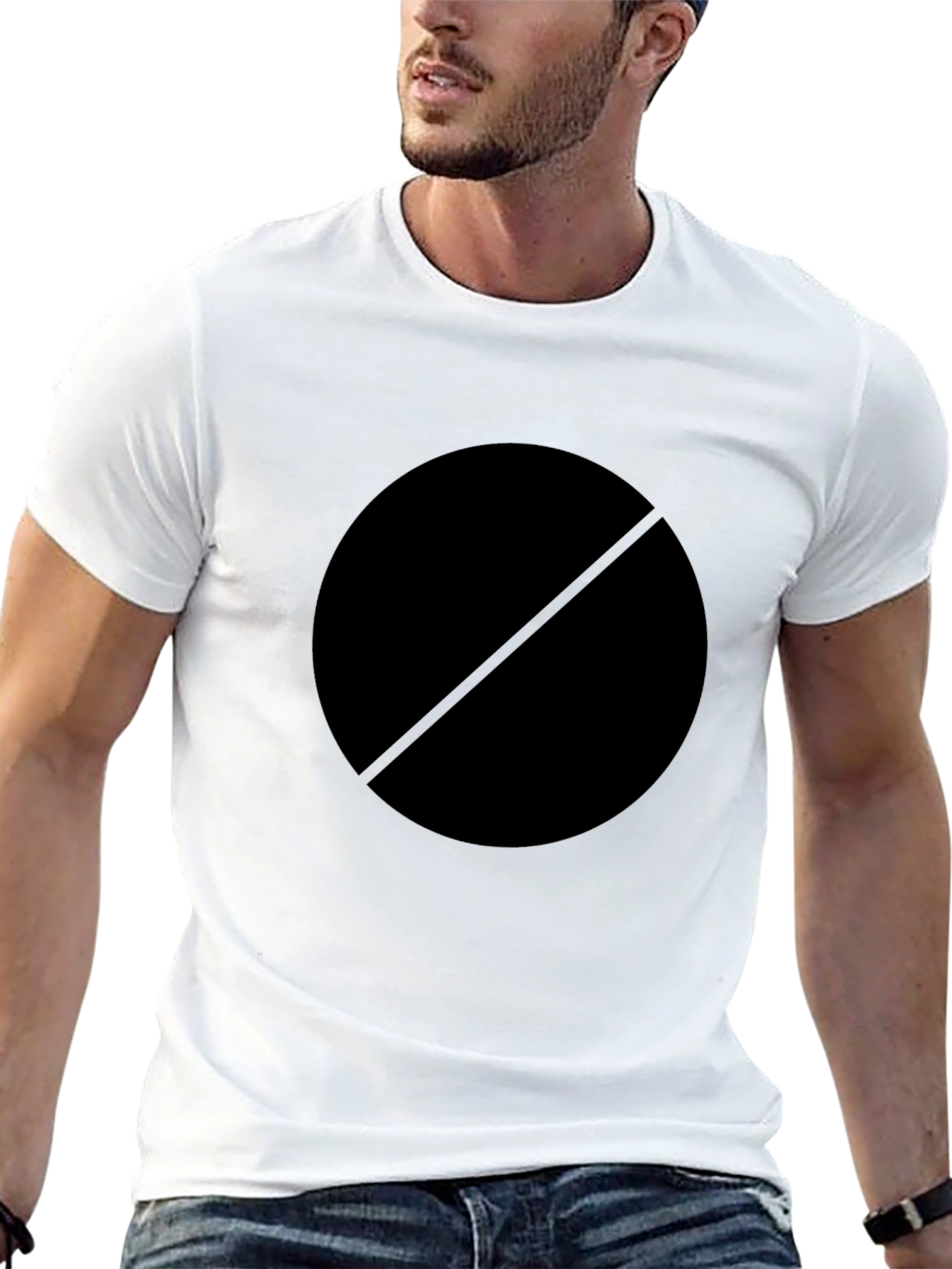 Mens Black Circle with Line T-Shirt