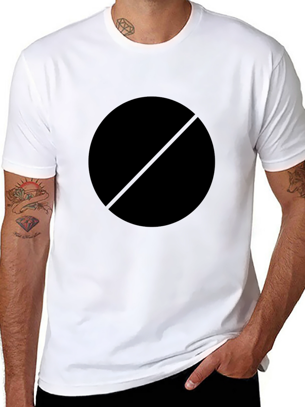 Mens Black Circle with Line T-Shirt