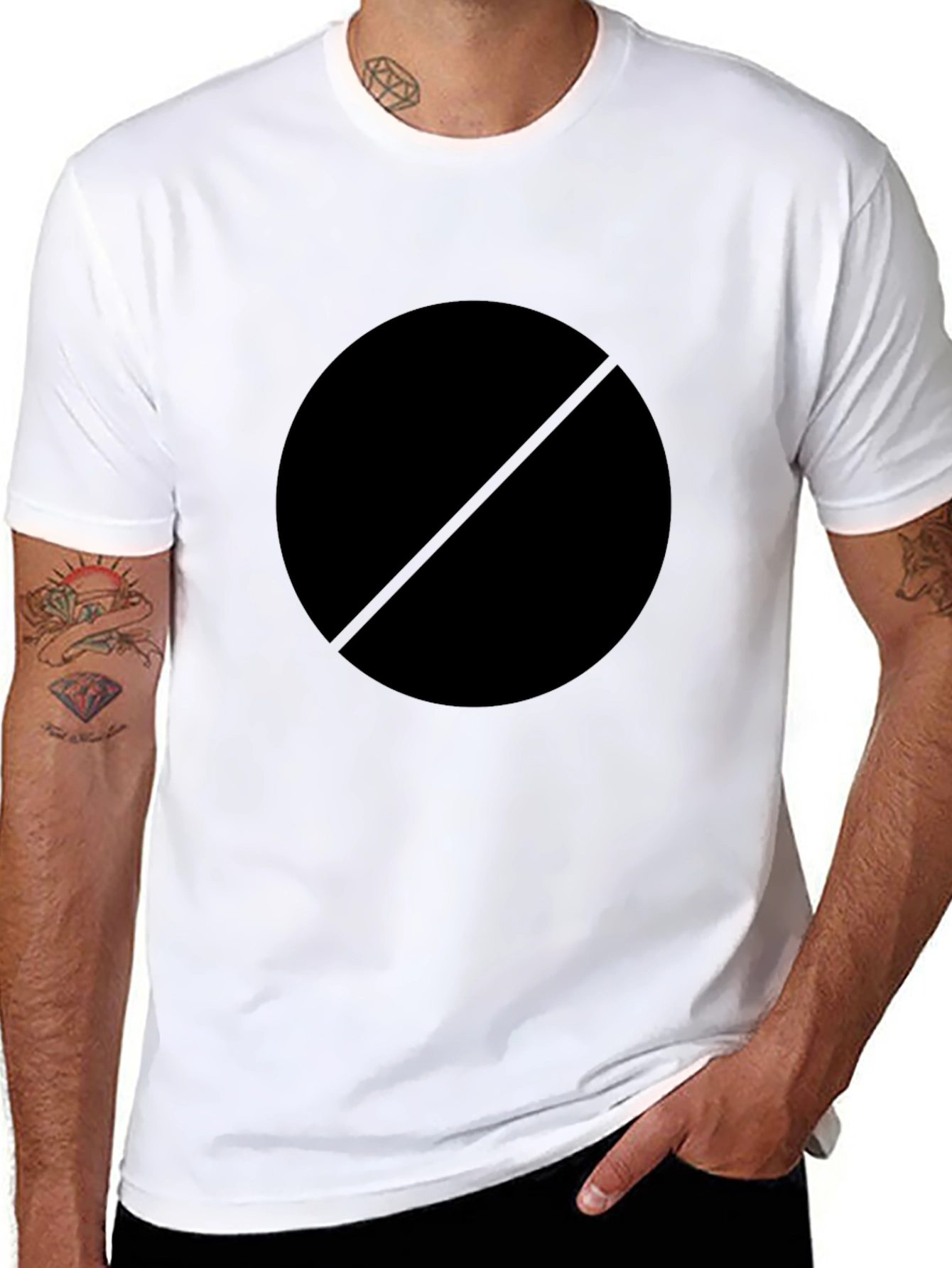 Mens Black Circle with Line T-Shirt