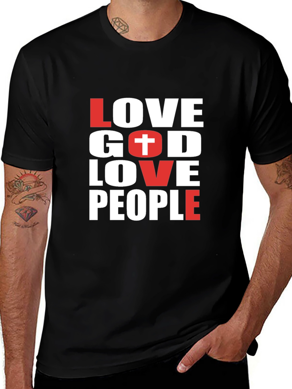 Love God Love People Black T-Shirt