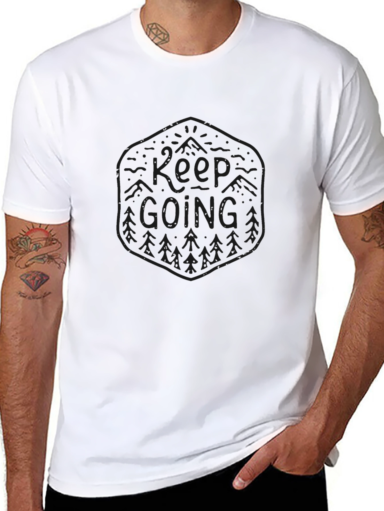 Keep Going Graphic Print Mens Black T-Shirt