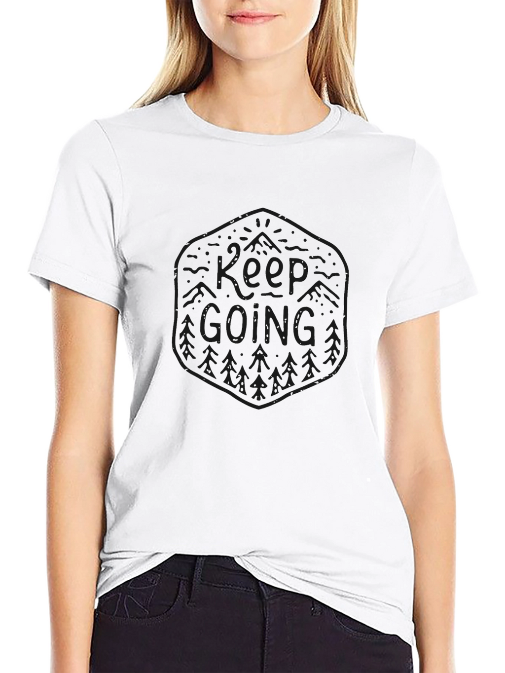 Keep Going Graphic Print Mens Black T-Shirt