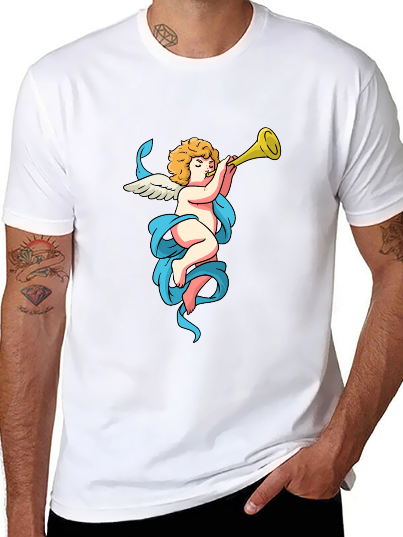Cherub Trumpet Graphic Tee - Soft Cotton Comfort