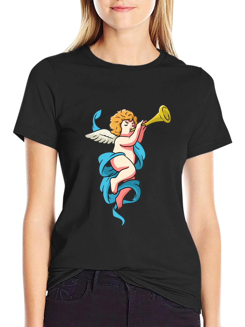 Cherub Trumpet Graphic Tee - Soft Cotton Comfort