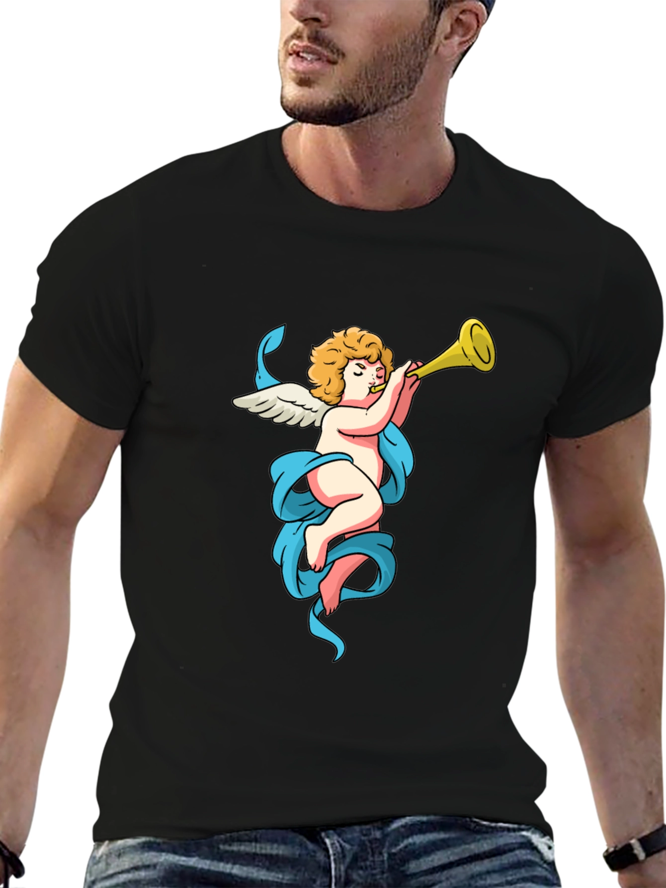 Cherub Trumpet Graphic Tee - Soft Cotton Comfort