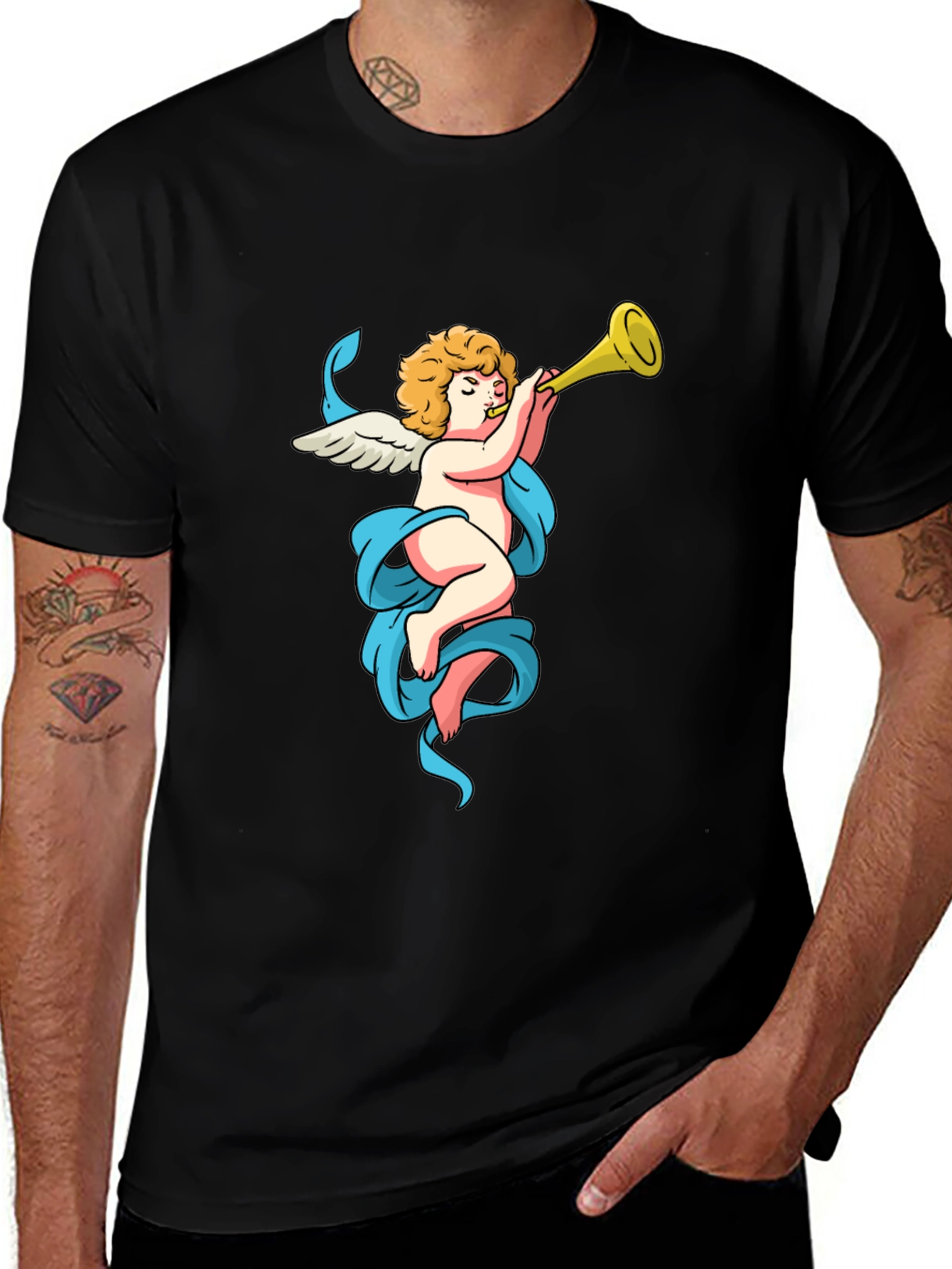Cherub Trumpet Graphic Tee - Soft Cotton Comfort