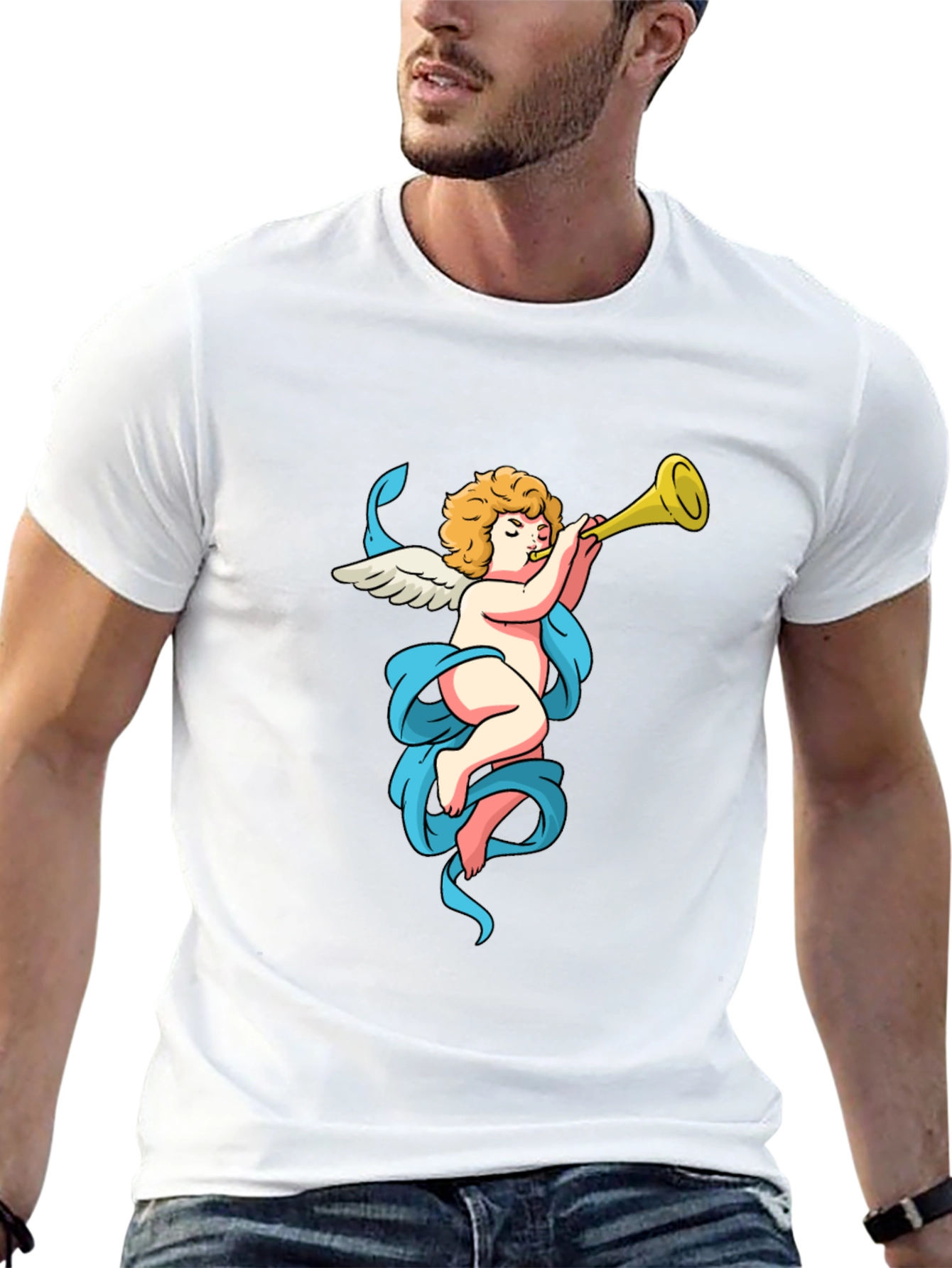 Cherub Trumpet Graphic Tee - Soft Cotton Comfort