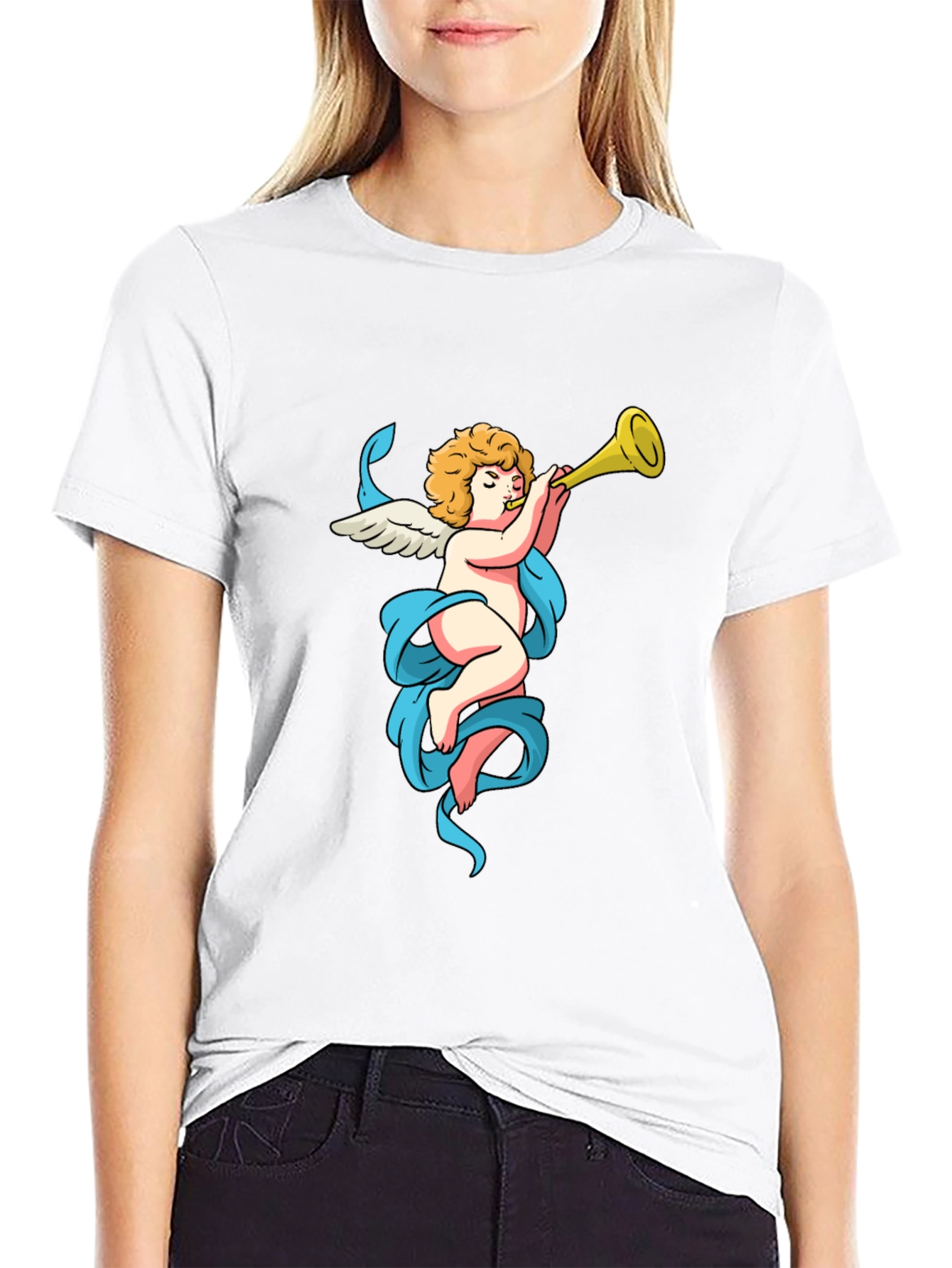 Cherub Trumpet Graphic Tee - Soft Cotton Comfort