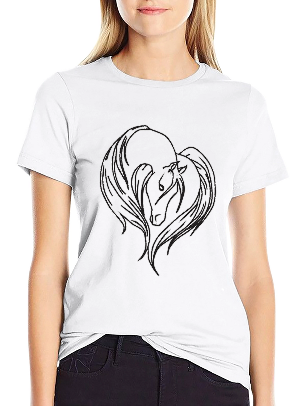 Black T-Shirt with Horse Graphic