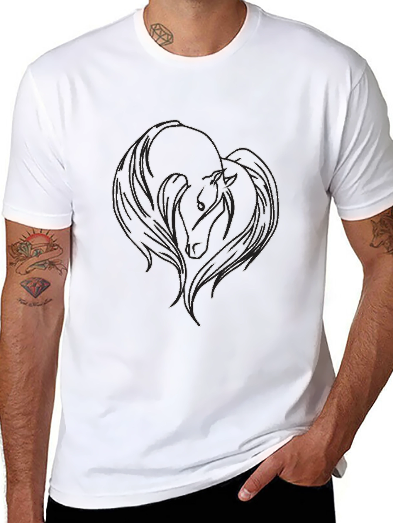 Black T-Shirt with Horse Graphic
