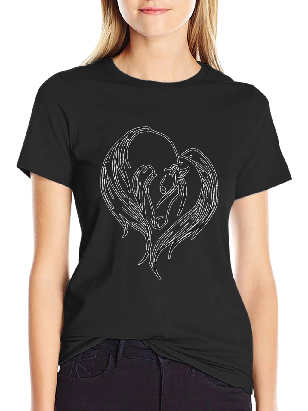 Black T-Shirt with Horse Graphic