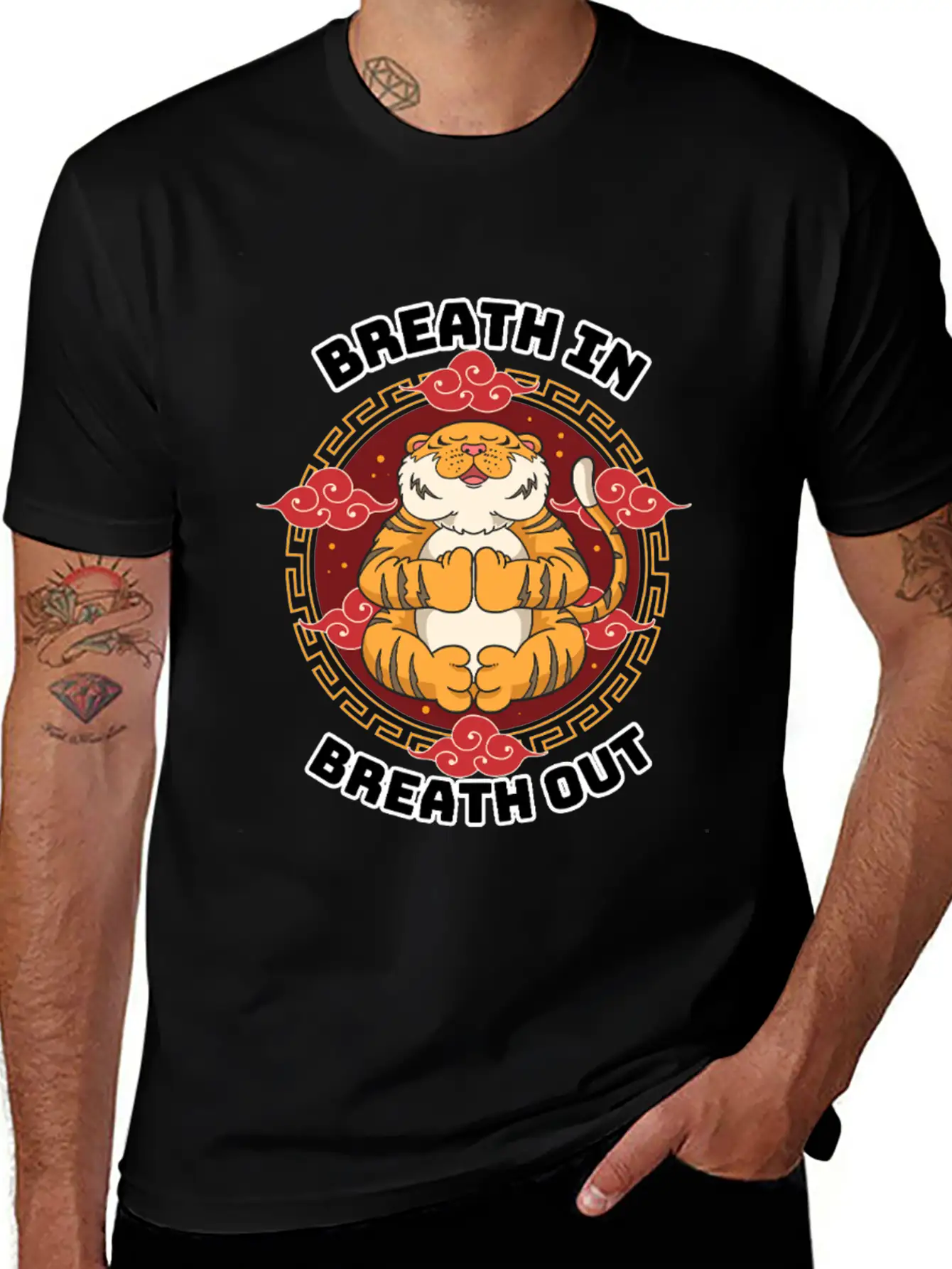 Zen Tiger Meditation - Breathe In, Breathe Out Unisex Casual T-Shirt – Clean Design For Daily Comfort