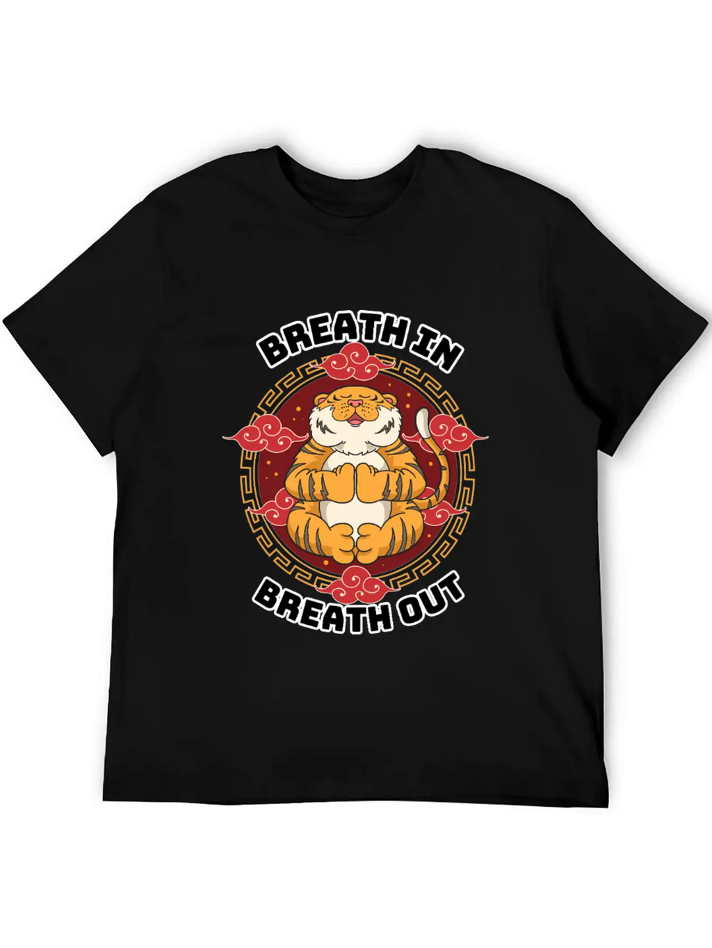 Zen Tiger Meditation - Breathe In, Breathe Out Unisex Casual T-Shirt – Clean Design For Daily Comfort