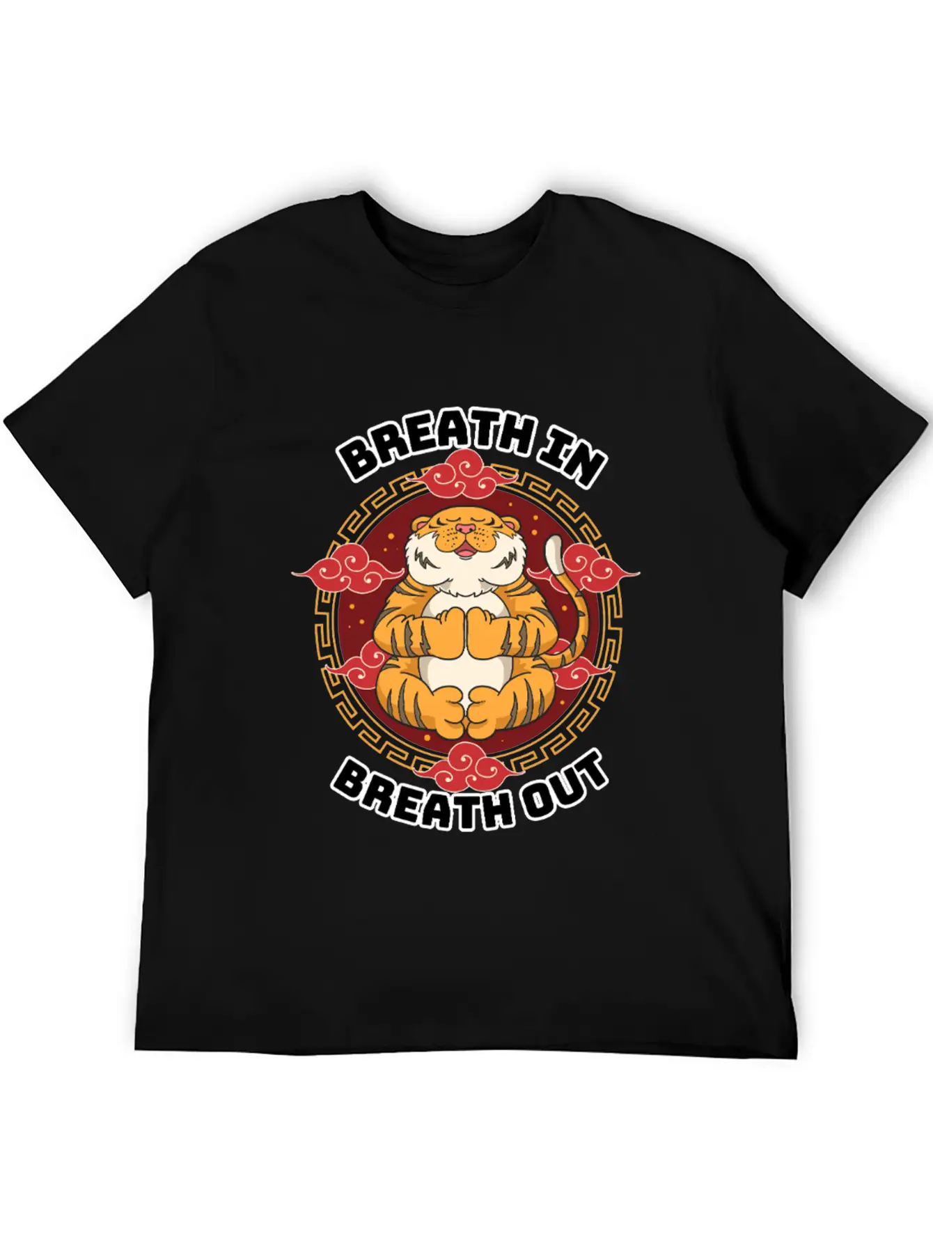 Zen Tiger Meditation - Breathe In, Breathe Out Unisex Casual T-Shirt – Clean Design For Daily Comfort