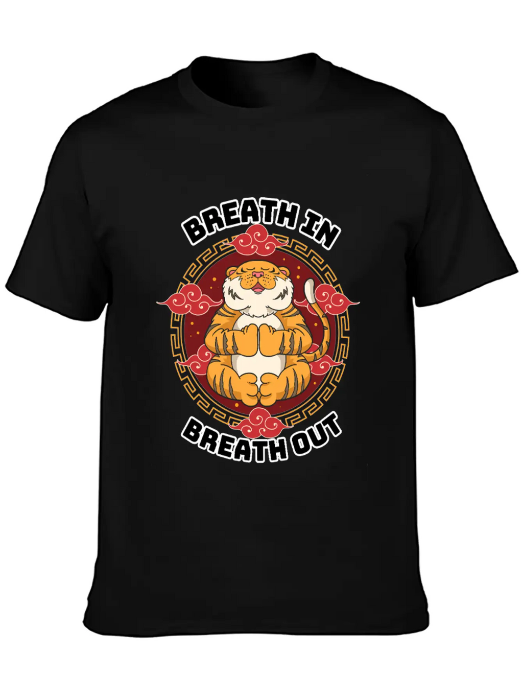 Zen Tiger Meditation - Breathe In, Breathe Out Unisex Casual T-Shirt – Clean Design For Daily Comfort