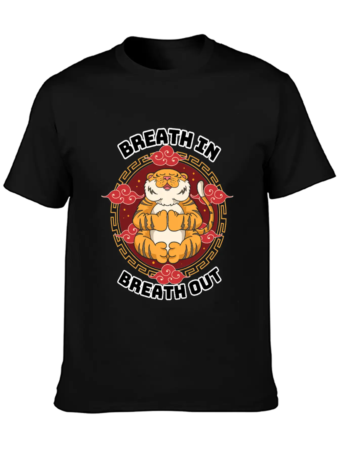 Zen Tiger Meditation - Breathe In, Breathe Out Unisex Casual T-Shirt – Clean Design For Daily Comfort