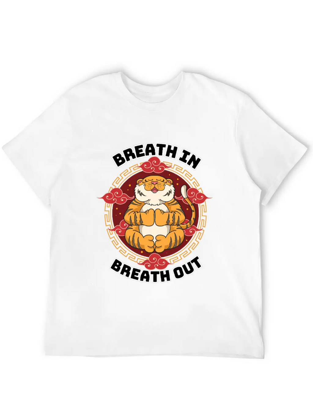 Zen Tiger Meditation - Breathe In, Breathe Out Unisex Casual T-Shirt – Clean Design For Daily Comfort