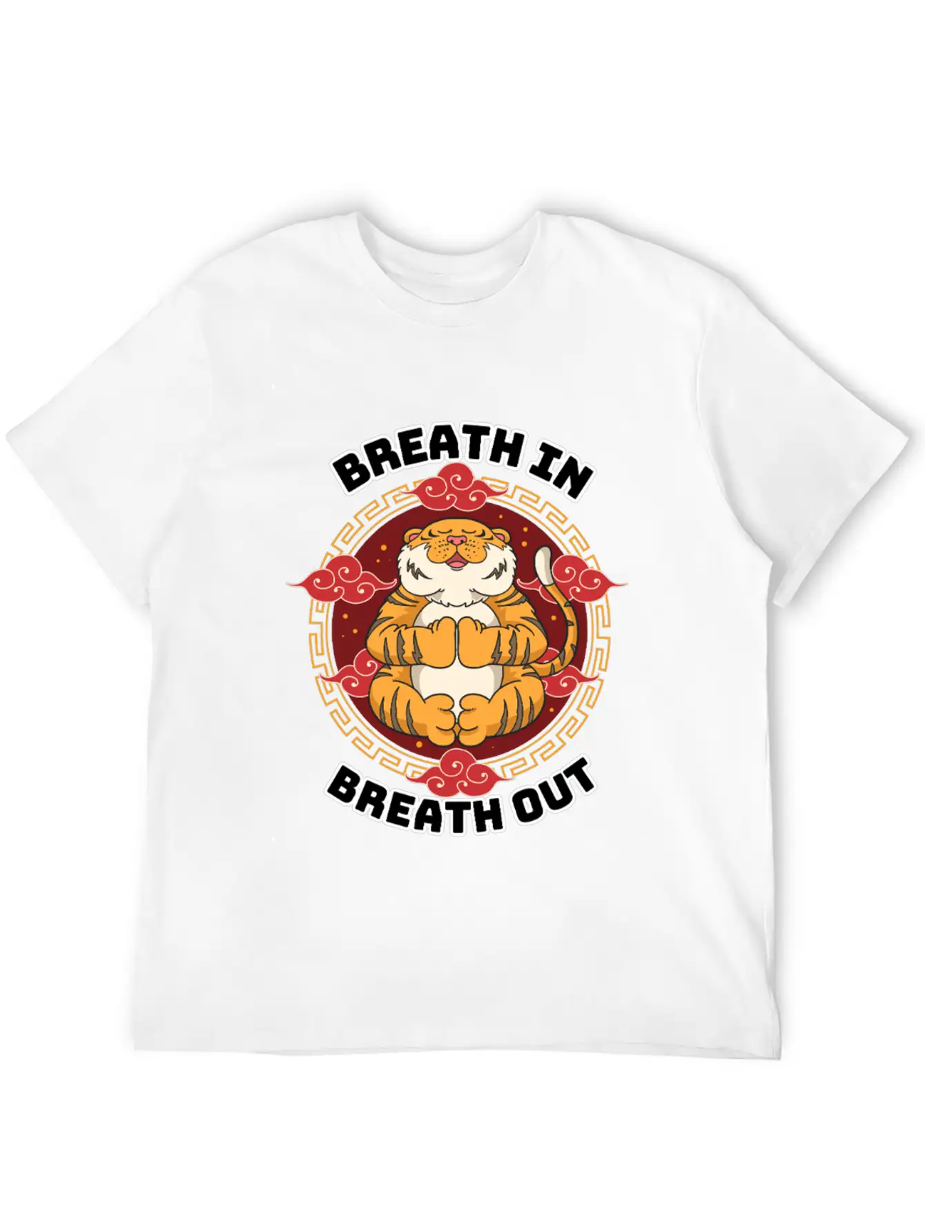 Zen Tiger Meditation - Breathe In, Breathe Out Unisex Casual T-Shirt – Clean Design For Daily Comfort