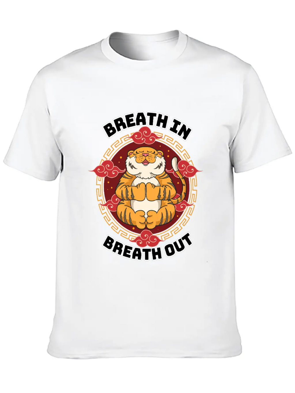 Zen Tiger Meditation - Breathe In, Breathe Out Unisex Casual T-Shirt – Clean Design For Daily Comfort