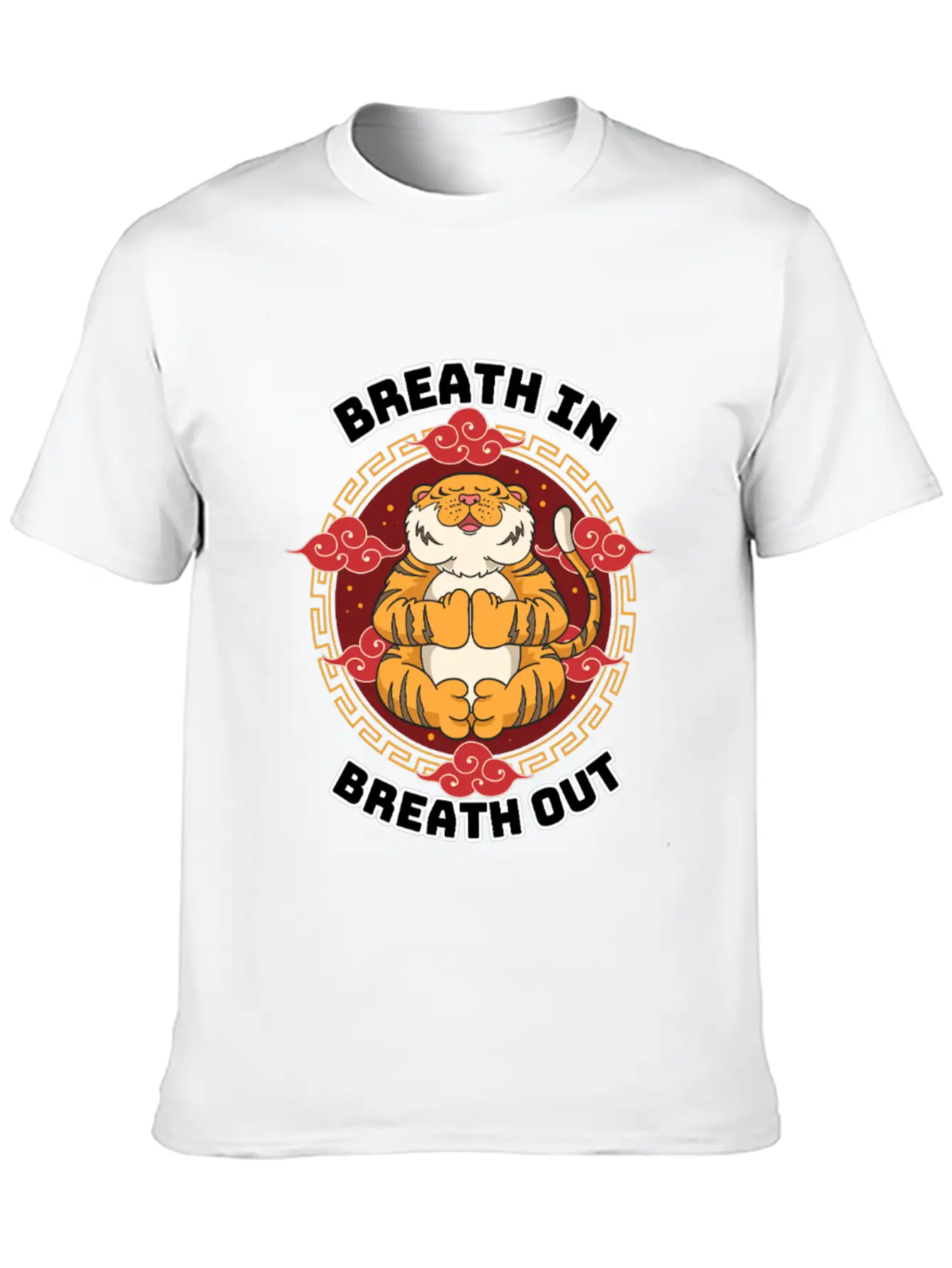 Zen Tiger Meditation - Breathe In, Breathe Out Unisex Casual T-Shirt – Clean Design For Daily Comfort