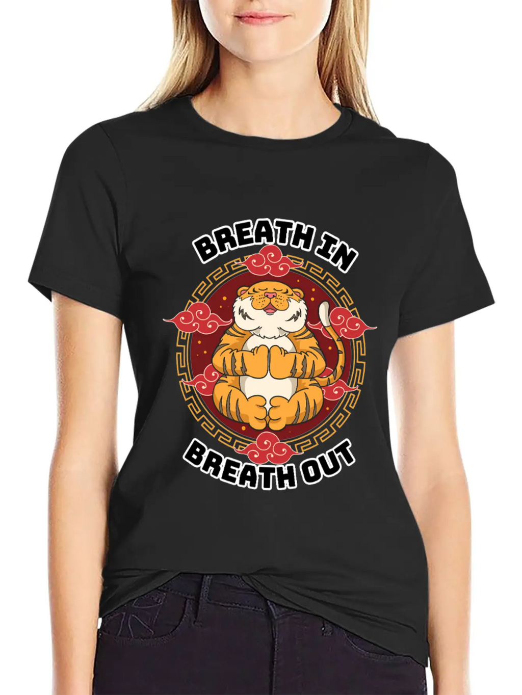 Zen Tiger Meditation - Breathe In, Breathe Out Unisex Casual T-Shirt – Clean Design For Daily Comfort